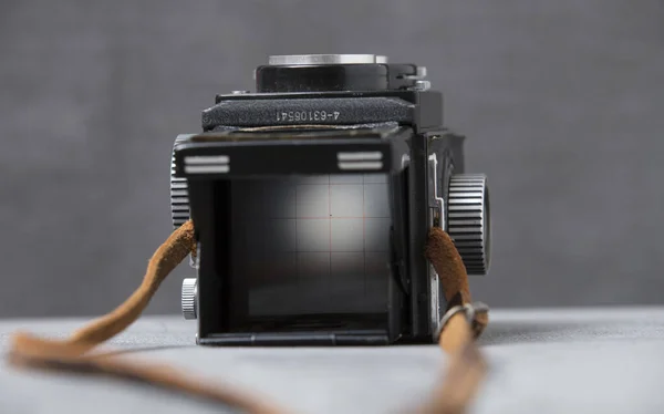 Una Gaviota Tlr Twin Lens Reflex Camera Enfocando Pantalla Con —  Fotos de Stock