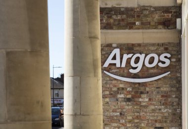 Argos Katalog Mağazası tabelası, ana cadde, Lincoln, the UK - 5 Nisan 2018