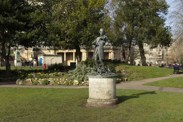 Bath Somerset Regno Unito Febbraio 2019 Statua Wolfgang Amadeus Mozart — Foto Stock