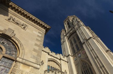 Bristol, Birleşik Krallık, 21 Şubat 2019, Bristo Üniversitesi Wills Memorial Building Tower