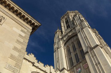 Bristol, Birleşik Krallık, 21 Şubat 2019, Bristo Üniversitesi Wills Memorial Building Tower