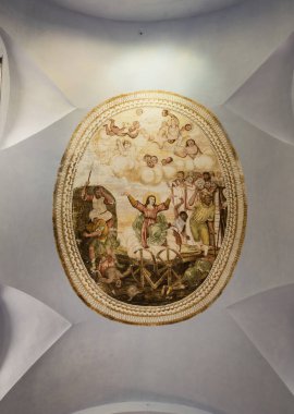 Corniglia, La Spezia, Liguria, İtalya 'daki Saint Catherine Şapeli' nin iç ve tavan - 21 Mayıs 2016