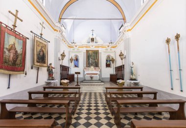 Corniglia, La Spezia, Liguria, İtalya 'daki Saint Catherine Şapeli' nin iç ve tavan - 21 Mayıs 2016