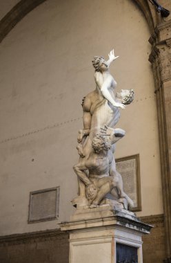 Loggia dei Lanzi 'nin dışında ve Piazza della Signoria, Florence, İtalya, 22 Mayıs 2016' da 