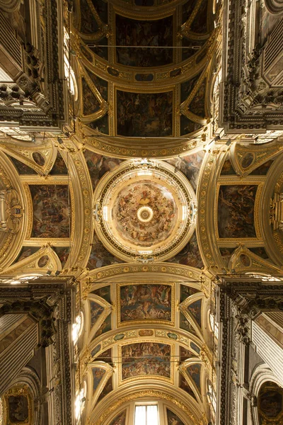 Πίνακες Οροφής Στην Chiesa Del Gesu Εκκλησία Του Ιησού Στη — Φωτογραφία Αρχείου