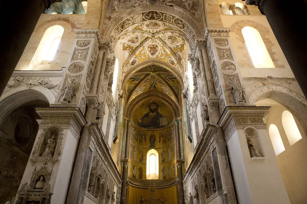 Cefalu Katedrális Belseje Cefalu Szicília Olaszország Európa 2015 Június — Stock Fotó