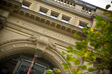 Manchester, Greater Manchester, İngiltere, Ekim 2013, Royal Exchange Tiyatrosu cephesi ve girişi