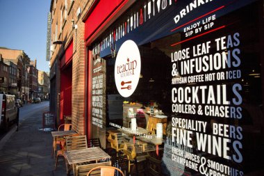 Manchester, Greater Manchester, İngiltere, Ekim 2013, Manchester 'ın kuzey çeyreğindeki Teacup Kitchen