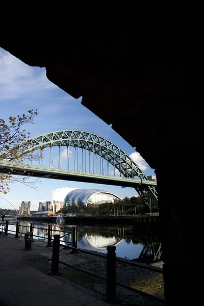 Newcastle Gateshead November 2012 View Tyne Bridge River Tyne Gateshead — стокове фото