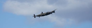 RAF Coningsby, Hughnshire, İngiltere, Eylül 2017, Britanya Muharebesi 'nden Avro Lancaster Bombacısı PA474 460 Lancaster Hava Filosu W5005 ve 50.