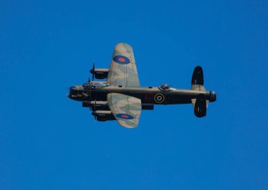 RAF Coningsby, Hughnshire, İngiltere, Eylül 2017, Britanya Muharebesi 'nden Avro Lancaster Bombacısı PA474 460 Lancaster Hava Filosu W5005 ve 50.