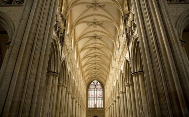 Beverely Minster 'ın Nave manzarası, Beverley, East Riding of Yorkshire, İngiltere - Mart 2014