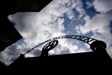 Lincoln 'e Hoşgeldiniz tabelasının Katedral, Lincoln, Lincoln, the United Kingdom- Ağustos 2009