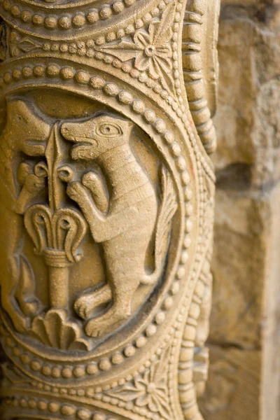 Original Stone Carvings West Front Door Lincoln Cathedral Lincoln Lincolnshire — Stock Photo, Image