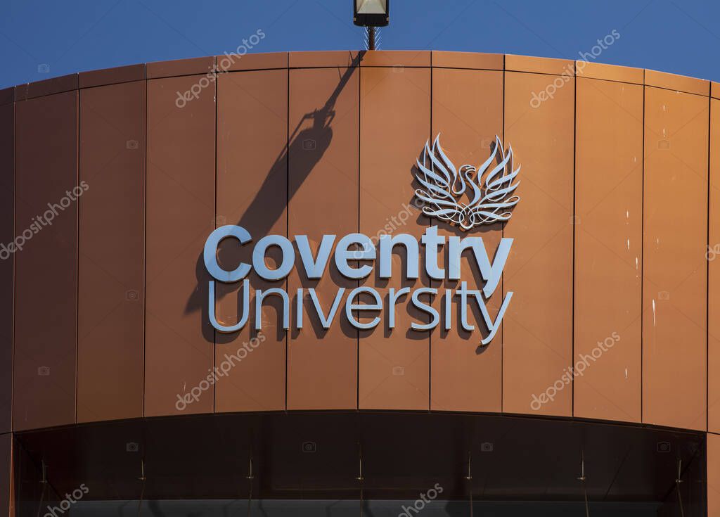 Coventry, Warwickshire, United Kingsom, June 27th 2019,  logo on the Coventry University Alan Berry Building