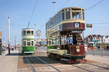 Historic Standard Car tram no.147 at Blackpool Tramway - Blackpool, Lancashire, United Kingdom - 27th June 2010 clipart