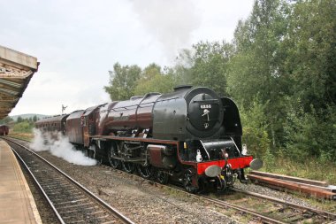 LMS Pasifik Buharlı Lokomotif. Hayır. 6233 Sutherland Düşesi Hellifield, 19 Eylül 2009 - Hellifield, Yorkshire, Birleşik Krallık