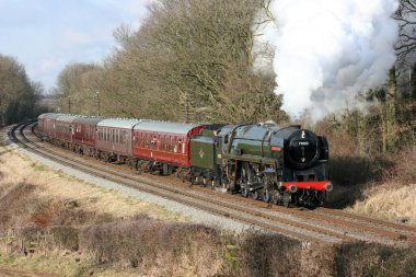 Britanya Buhar Loco numara 70013 Oliver Cromwell Büyük Merkez Demiryolu Buhar Vadisi, Loughborough, Leicestershire, Birleşik Krallık - 21 Mart 2010.