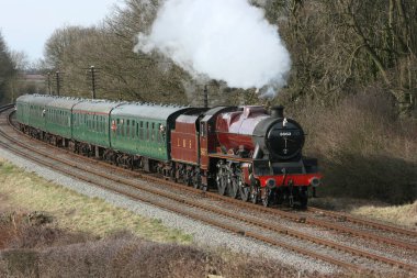 Jubilee Steam Loco 5690 Leander Büyük Merkez Demiryolu Buhar Vadisi, Loughborough, Leicestershire, Birleşik Krallık - 21 Mart 2010.