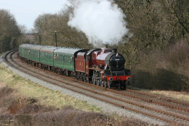 Jubilee Steam Loco 5690 Leander Büyük Merkez Demiryolu Buhar Vadisi, Loughborough, Leicestershire, Birleşik Krallık - 21 Mart 2010.