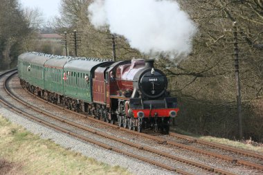 Jubilee Steam Loco 5690 Leander Büyük Merkez Demiryolu Buhar Vadisi, Loughborough, Leicestershire, Birleşik Krallık - 21 Mart 2010.