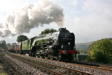 Carlisle Demiryolu için Worcester ile A1 Buharlı Lokomotif Kasırgası Langliffe, Yorkshire, Birleşik Krallık - 10 Ekim 2009