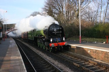 A1 Steam Lokomotif Tornado destek koçu Garforth, Yorkshire, Birleşik Krallık - 28 Ocak 2009