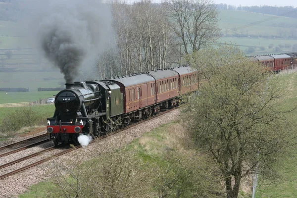 Parní Lokomotiva 48151 Gargrave Dubna 2010 Whitby Carnforth Charter Train — Stock fotografie