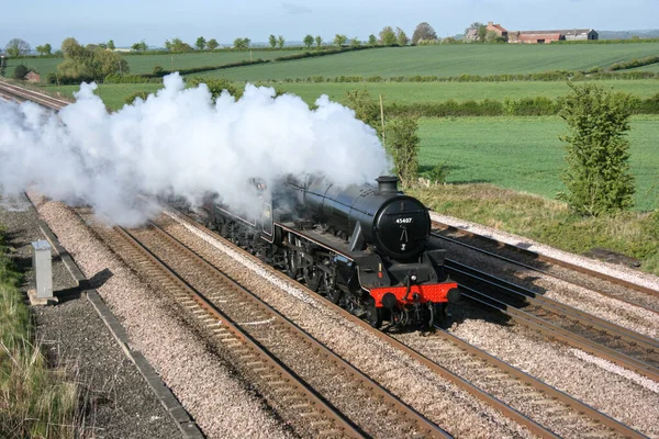 Black Five Steam Locomotive Number 45407 Colton Junction Route Bury — Stock fotografie