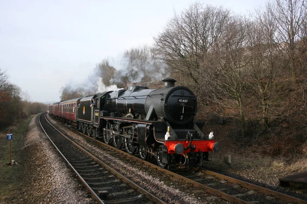 Black Five Steam Locomotive Number 45407 Deiton Cotton Mill Express — стокове фото