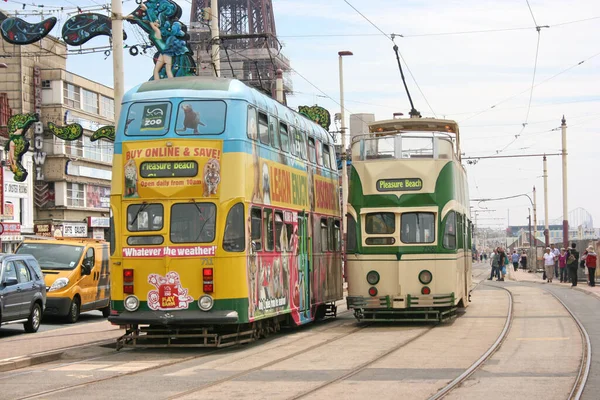 Balloon Car Double Deck Tram 711 Blackpool Tramway Blackpool Lancashire — Φωτογραφία Αρχείου