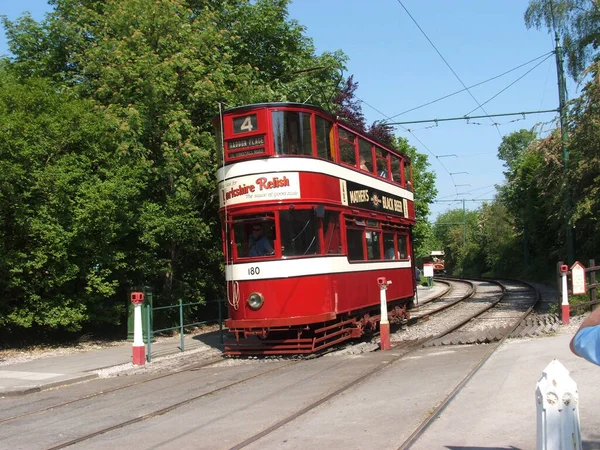 Stará Veteránská Tramvaj Národním Muzeu Tramvaje Crich Červen 2006 Crich — Stock fotografie