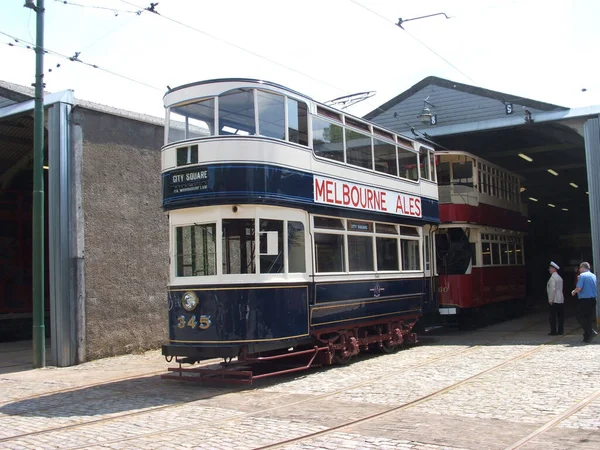 Gammal Vintage Spårvagn National Tramway Museum Crich Juni 2006 Crich — Stockfoto