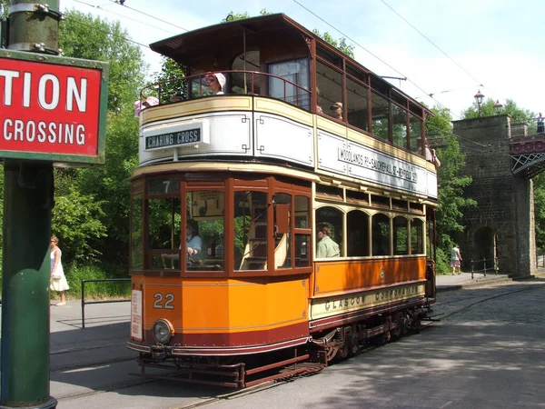 Stará Veteránská Tramvaj Národním Muzeu Tramvaje Crich Červen 2006 Crich — Stock fotografie