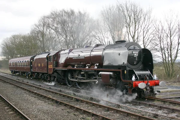 Číslo Parní Lokomotivy Lms Pacific 6233 Duchess Sutherland Hellifield Března — Stock fotografie