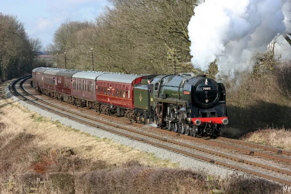 British Steam Loco Number 70013 Oliver Cromwell Great Central Railway — стокове фото