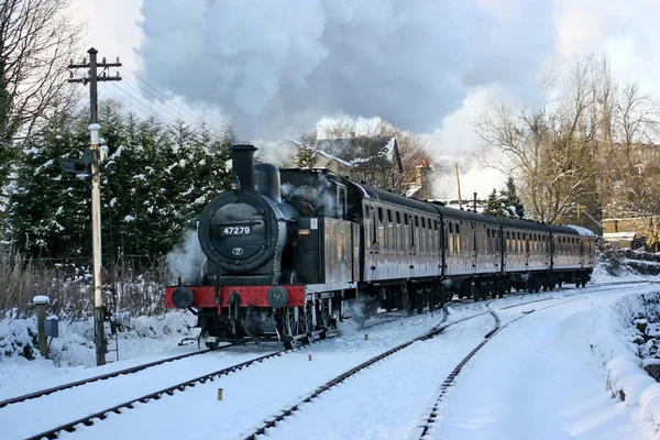 Jinty Steam Locomotive Santa Special Keighley Worth Valley Railway Haworth — Stock Photo, Image