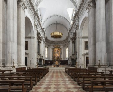 Brescia, İtalya, Avrupa, Ağustos 2019, Yeni Katedral 'in iç manzarası, Duomo Nuovo