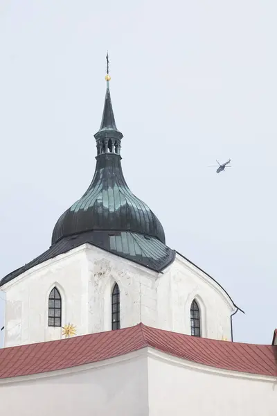 Kościół Pielgrzymkowy Jana Nepomucena Śniegu Zdar Nad Sazavou Czechy Lutego — Zdjęcie stockowe