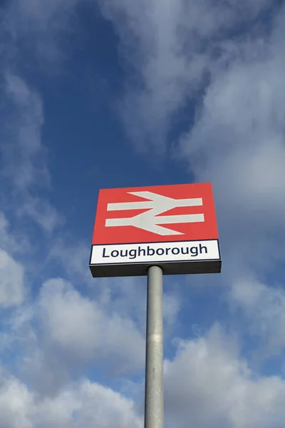 Estação Ferroviária Sign Loughborough Station Loughborough Leicestershire Reino Unido 1St — Fotografia de Stock