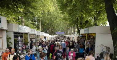 Royal Chelsea Çiçek Fuarı 'nda ana sergi ve alışveriş caddesi, Londra, İngiltere - Mayıs 2016