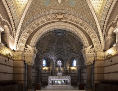 Lyon, Fransa, Avrupa, 6 Aralık 2019, Basilique Notre Dame de Fourviere manzarası