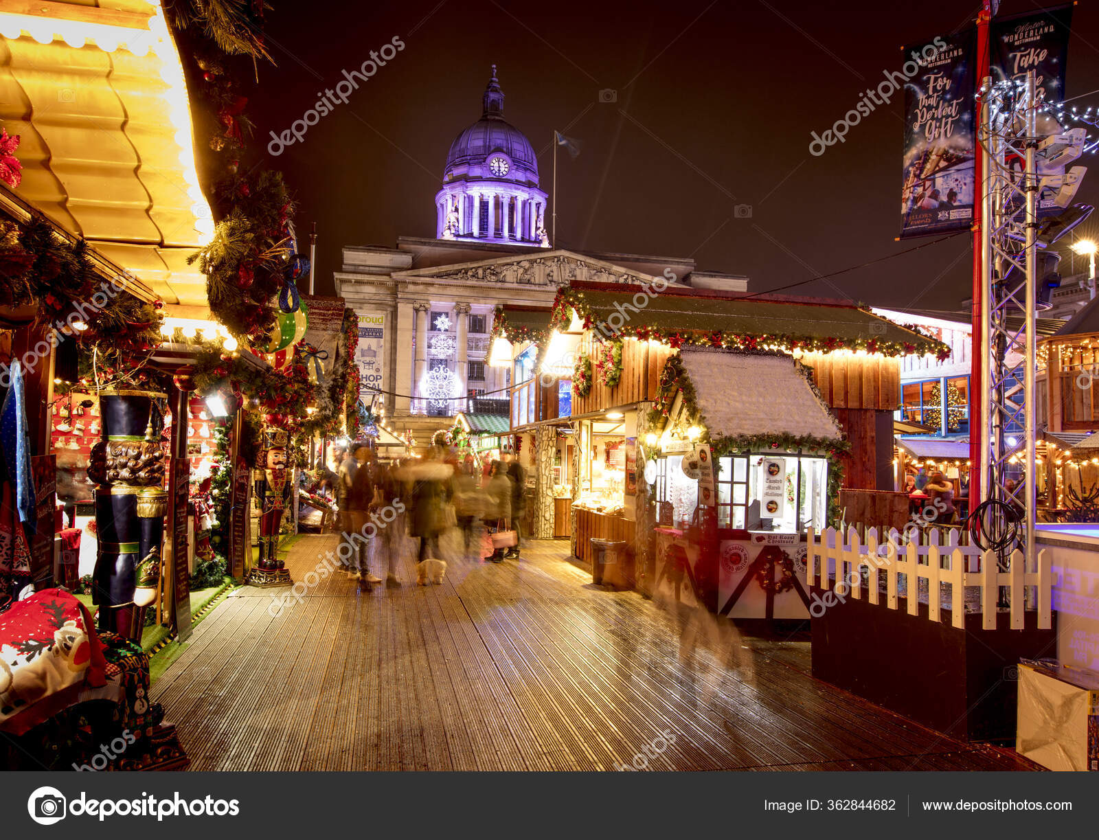 Vue Marché Noël Nottingham Sur Place Vieux Marché Nottingham