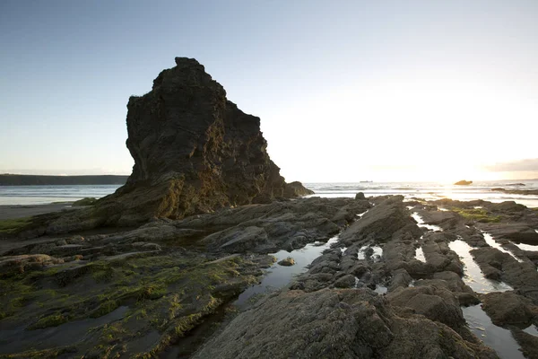 Broad Haven Sahilinin Broad Haven Pembrokeshire Galler Deki Günbatımı Manzarası — Stok fotoğraf