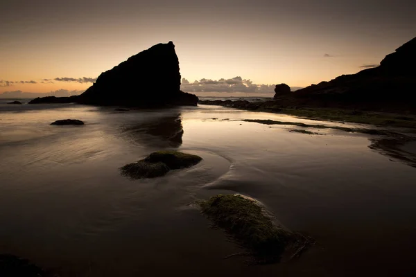 Broad Haven Sahilinin Broad Haven Pembrokeshire Galler Deki Günbatımı Manzarası — Stok fotoğraf