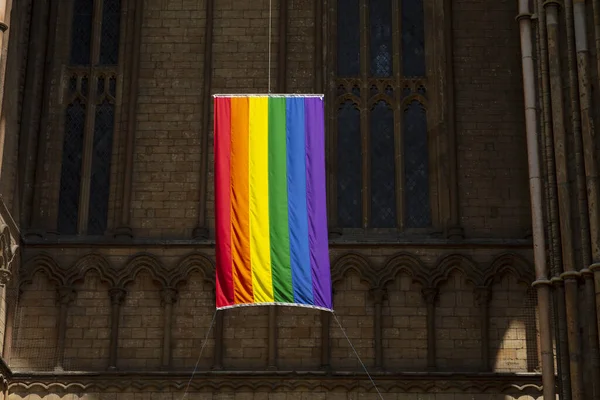 Peterborough Cambridgeshire Reino Unido Julho 2019 View Pride Flag Hanging — Fotografia de Stock