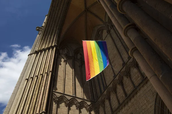 Peterborough Cambridgeshire Wielka Brytania Lipiec 2019 View Pride Flag Hanging Obraz Stockowy