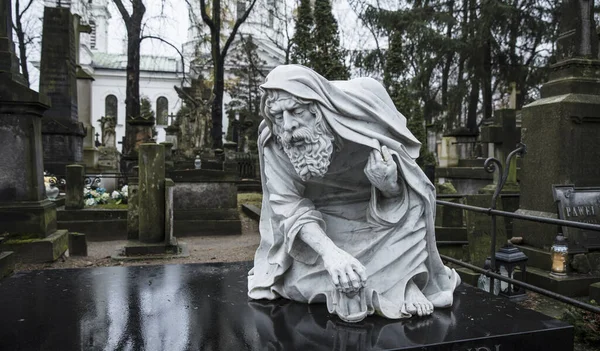 Powazki Cemetery Varsovia Polonia Europa Diciembre 2018 Estatua Del Tiempo — Foto de Stock