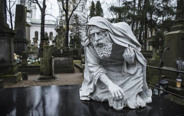 Powazki Cemetery Varsovia Polonia Europa Diciembre 2018 Estatua Del Tiempo — Foto de Stock
