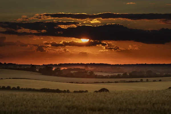 Près Belchford Lincolnshire Royaume Uni Juillet 2017 Coucher Soleil Sur — Photo